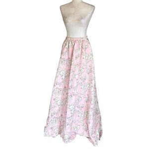 Cheers by Cynthia Rowley Floral Print Satin A-Line Maxi Skirt in Ivy Pink - 10